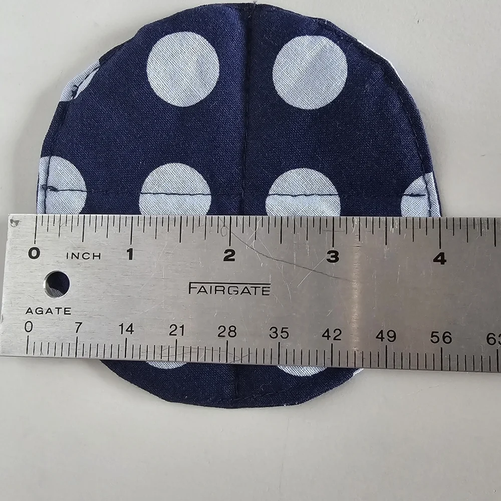 Handmade Blue Polka Dot Round Fabric Cotton Set Of 6 Washable Reusable Coasters